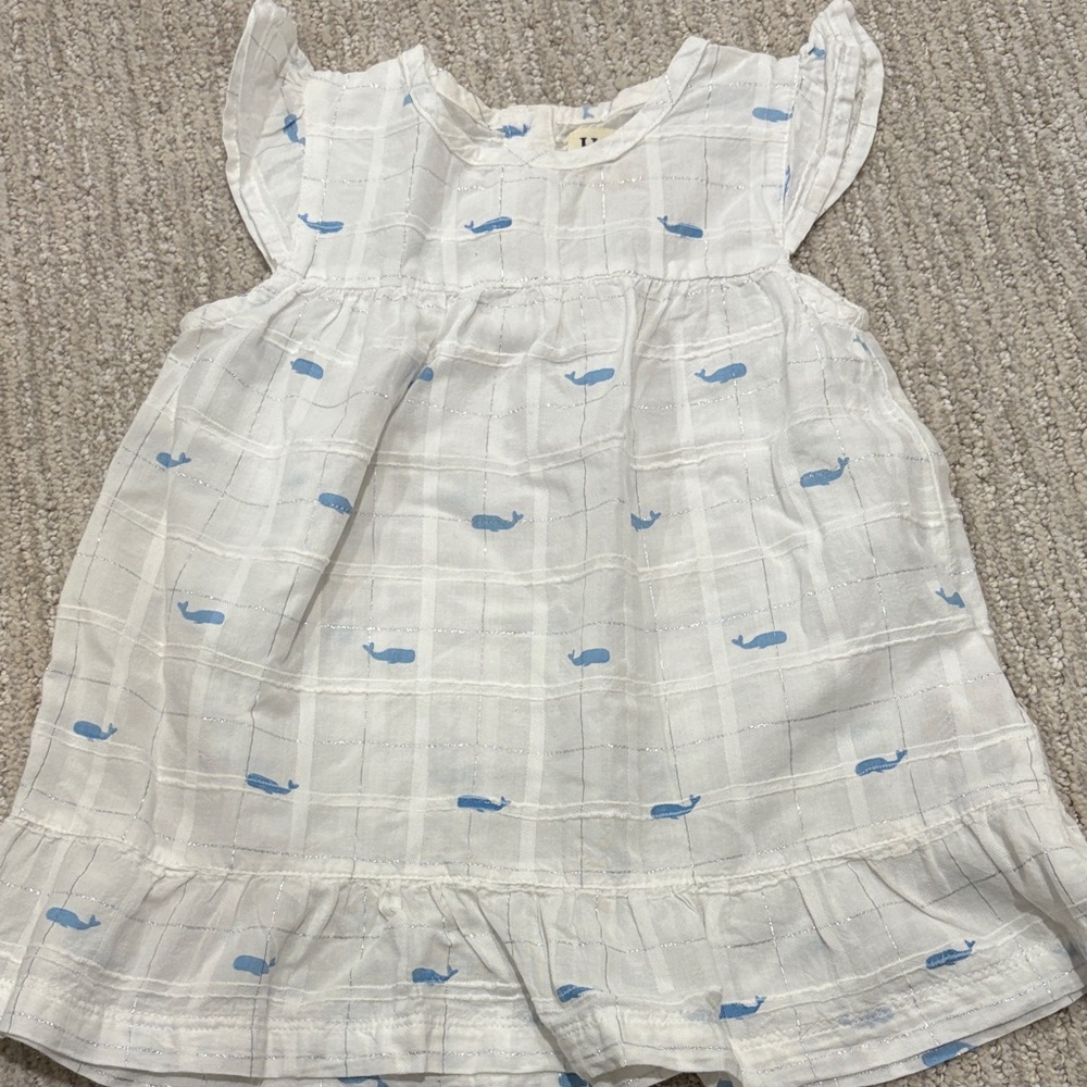 Hatley Baby White Dress with Blue Accents